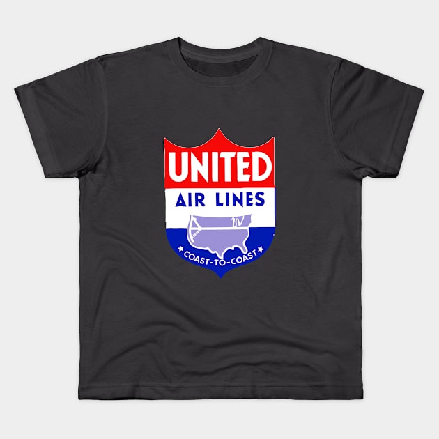 Retro United Airlines Kids T-Shirt by Music City Collectibles